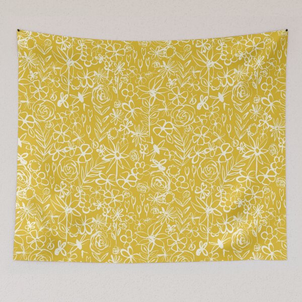 Item preview, Mustard Yellow Ink Ditzy Floral designed and sold by gabrielleneil.