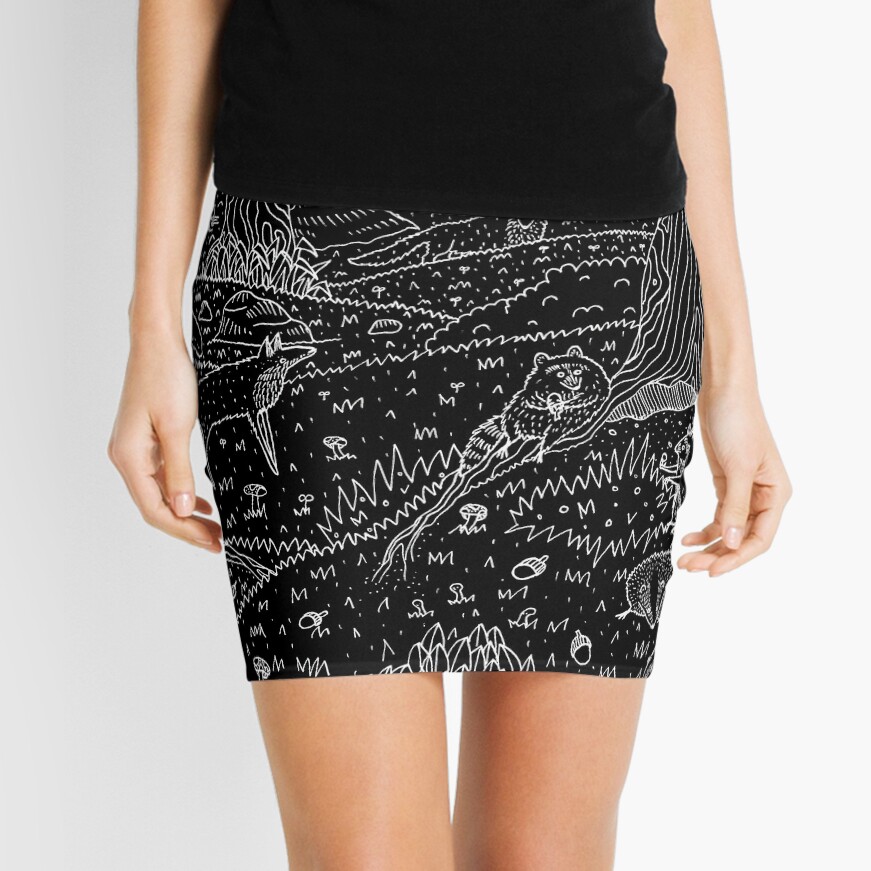 Nocturnal Animals of the Forest Mini Skirt