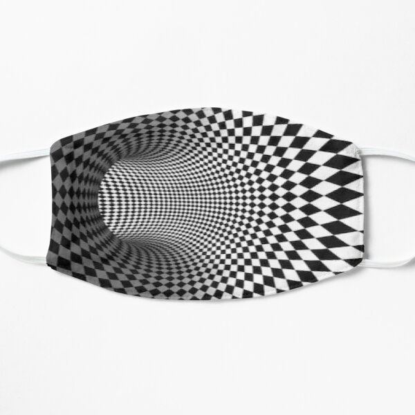 Black and white checkered optical illusion Flat Mask