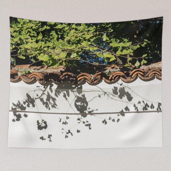 Item preview, Patterned Sunshine - Ginkgo Shadows on a White Stucco Wall  designed and sold by Georgia Mizuleva.