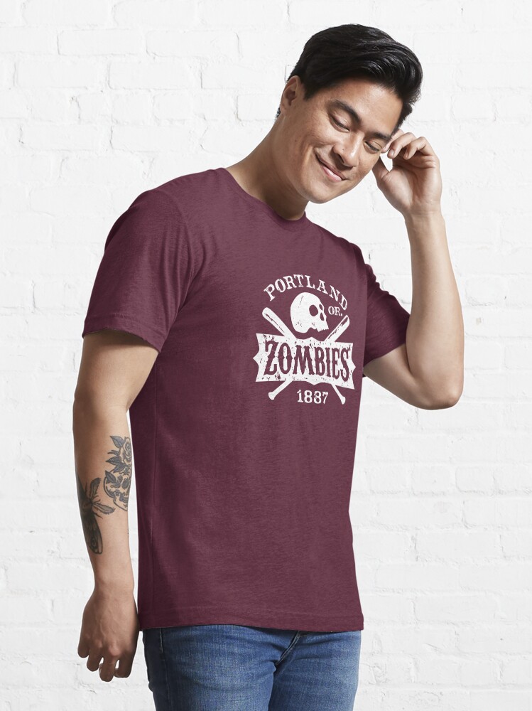 Thumbnail 3 of 7, Essential T-Shirt, Portland Zombies Deadball Crest White designed and sold by Rob DeBorde.
