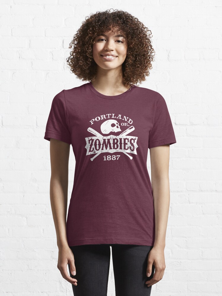 Thumbnail 6 of 7, Essential T-Shirt, Portland Zombies Deadball Crest White designed and sold by Rob DeBorde.