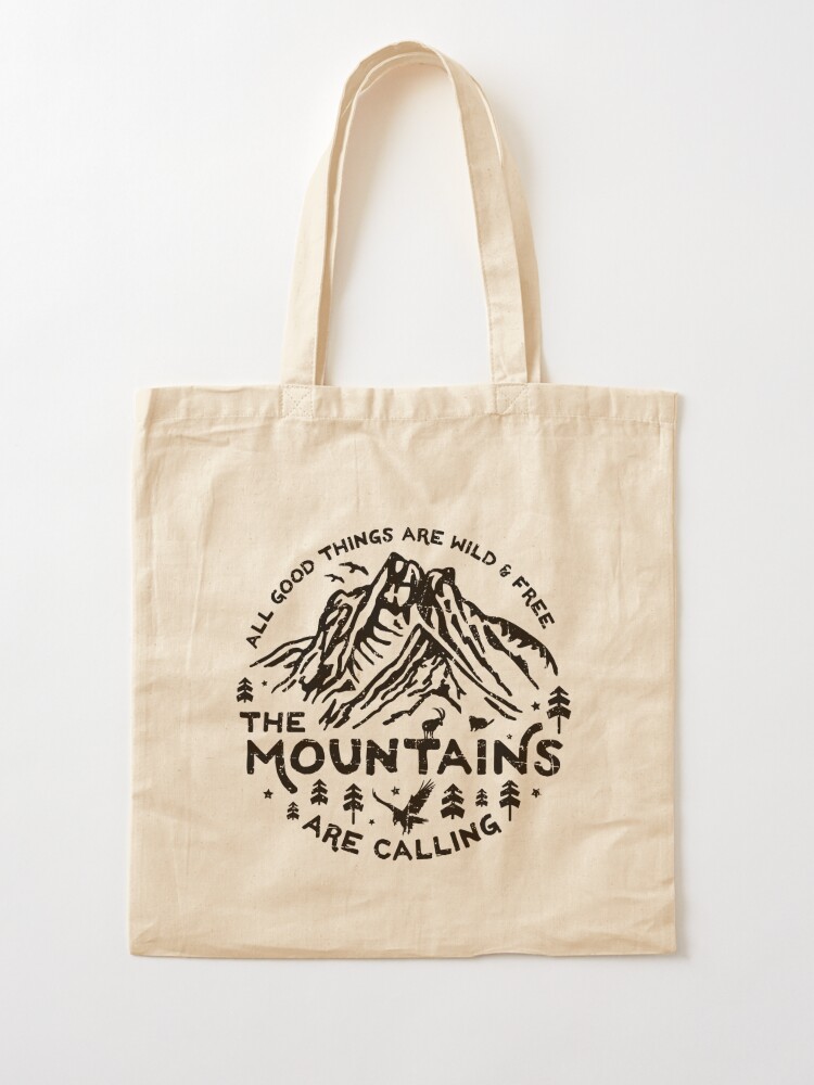The Mountains are Calling Cotton Canvas Tote Bag 