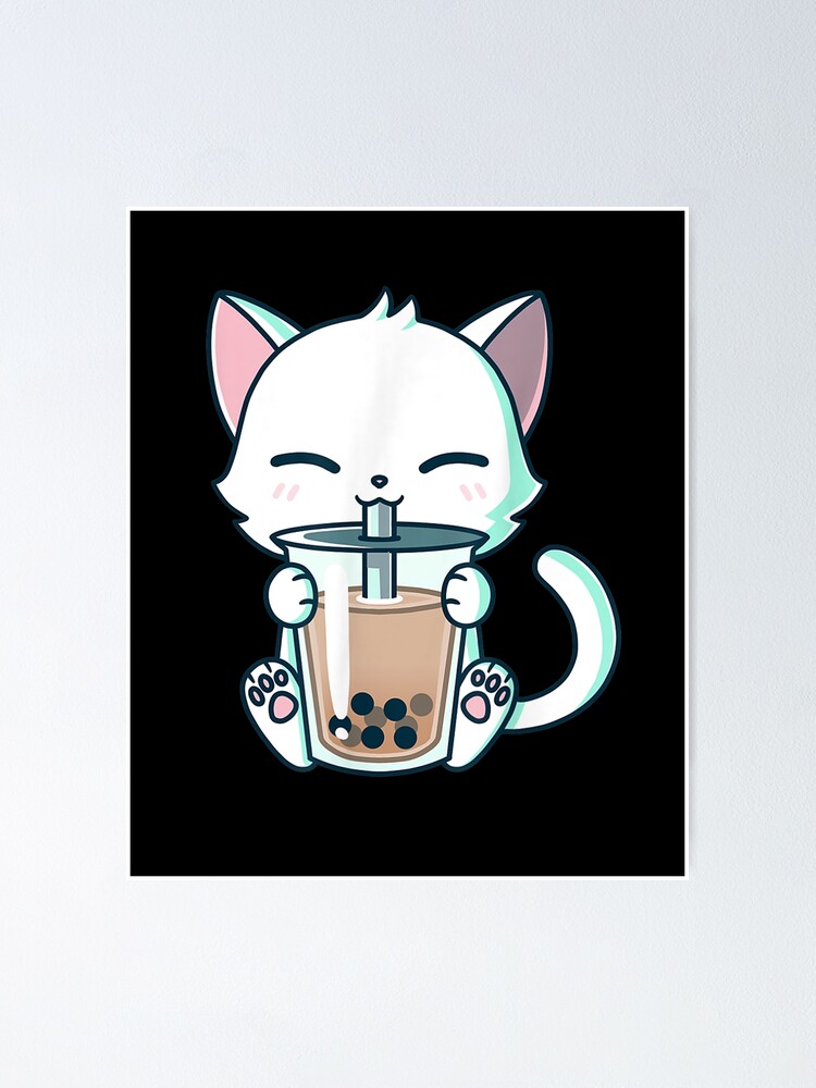 "Boba Cat Drinking Boba Kitten Kawaii Japanese Kitty" Poster for Sale by daviddavies554 | Redbubble