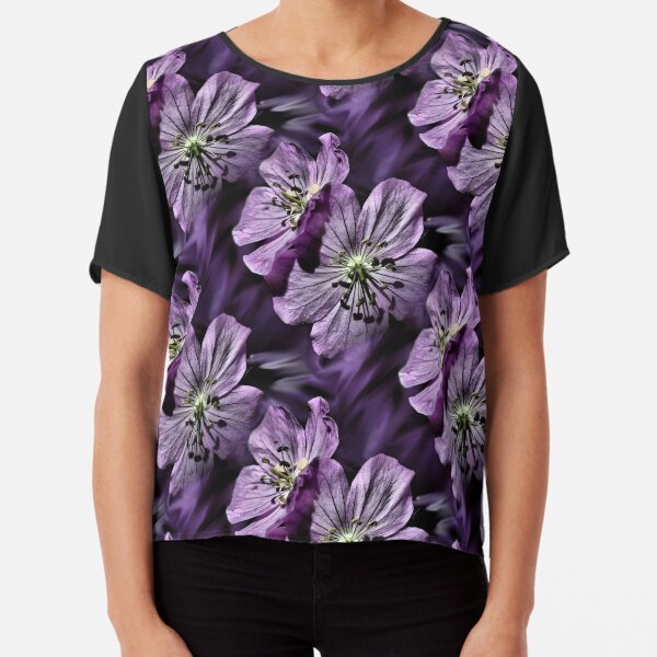 Pretty Purple Flowers Art Chiffon Top