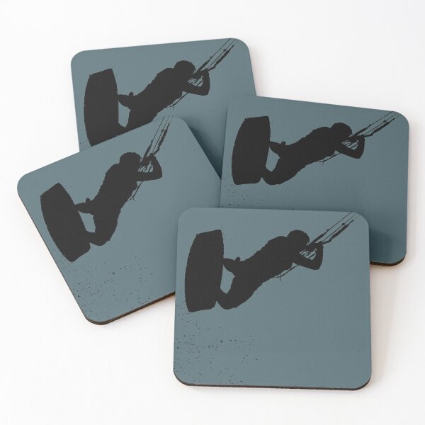 Item preview, Kitesurfing Action Kite And Surf Silhouette Black designed and sold by taiche.