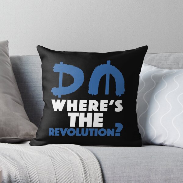 Where's The Revolution? Blue Throw Pillow