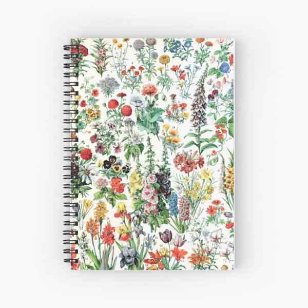 Adolphe Millot - Fleurs A - French vintage poster Spiral Notebook