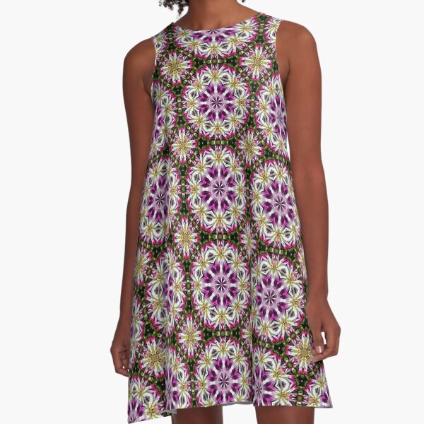 Dahlia Flower Power Abstract A-Line Dress