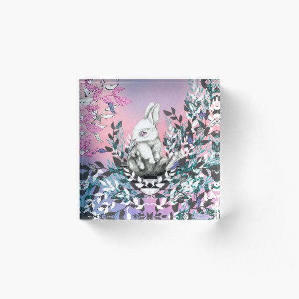 White rabbit Acrylic Block