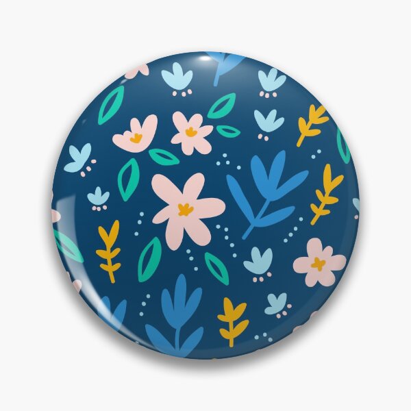 Item preview, Colorful flowers on deep blue background  designed and sold by stolenpencil.