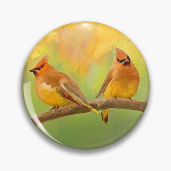 Item preview, Cedar Waxwing Painting - Cute Original Bird Art designed and sold by alpendesigns.
