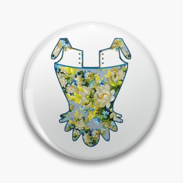 Item preview, 17th / 18th Century Stay Corset Floral on Blue designed and sold by RosalieReeves.