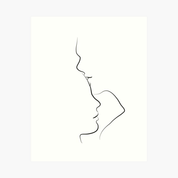 Intimate Art Couple Kiss Line Art Romantic Wall Art Romance 