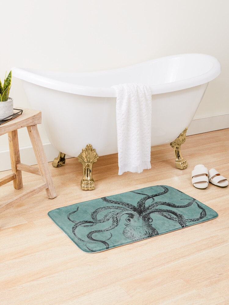Thumbnail 1 of 6, Bath Mat, Vintage Octopus designed and sold by ValentinaHramov.