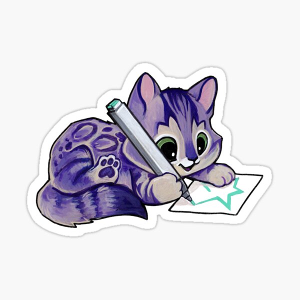 Purple drawing kitty Sticker