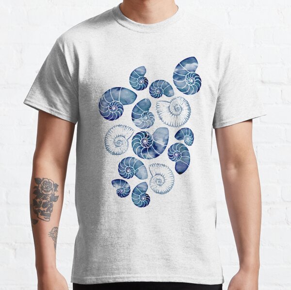 Item preview, Blue nautilus shells on white designed and sold by adenaJ.