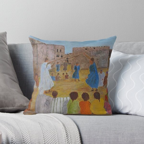 The stick fighting game Throw Pillow