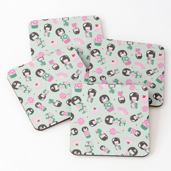 Item preview, Japanese Kokeshi Dolls and Fans designed and sold by Pink Pineapple Works.