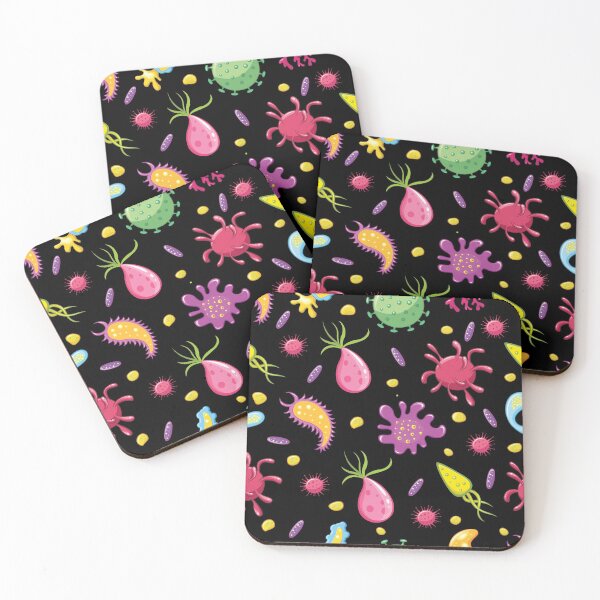 Item preview, Cartoon Microbs and Germs on black designed and sold by Pink Pineapple Works.