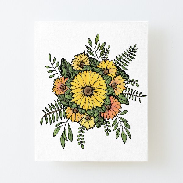 SONNENBLUMEN Aufgezogener Druck auf Leinwandkarton