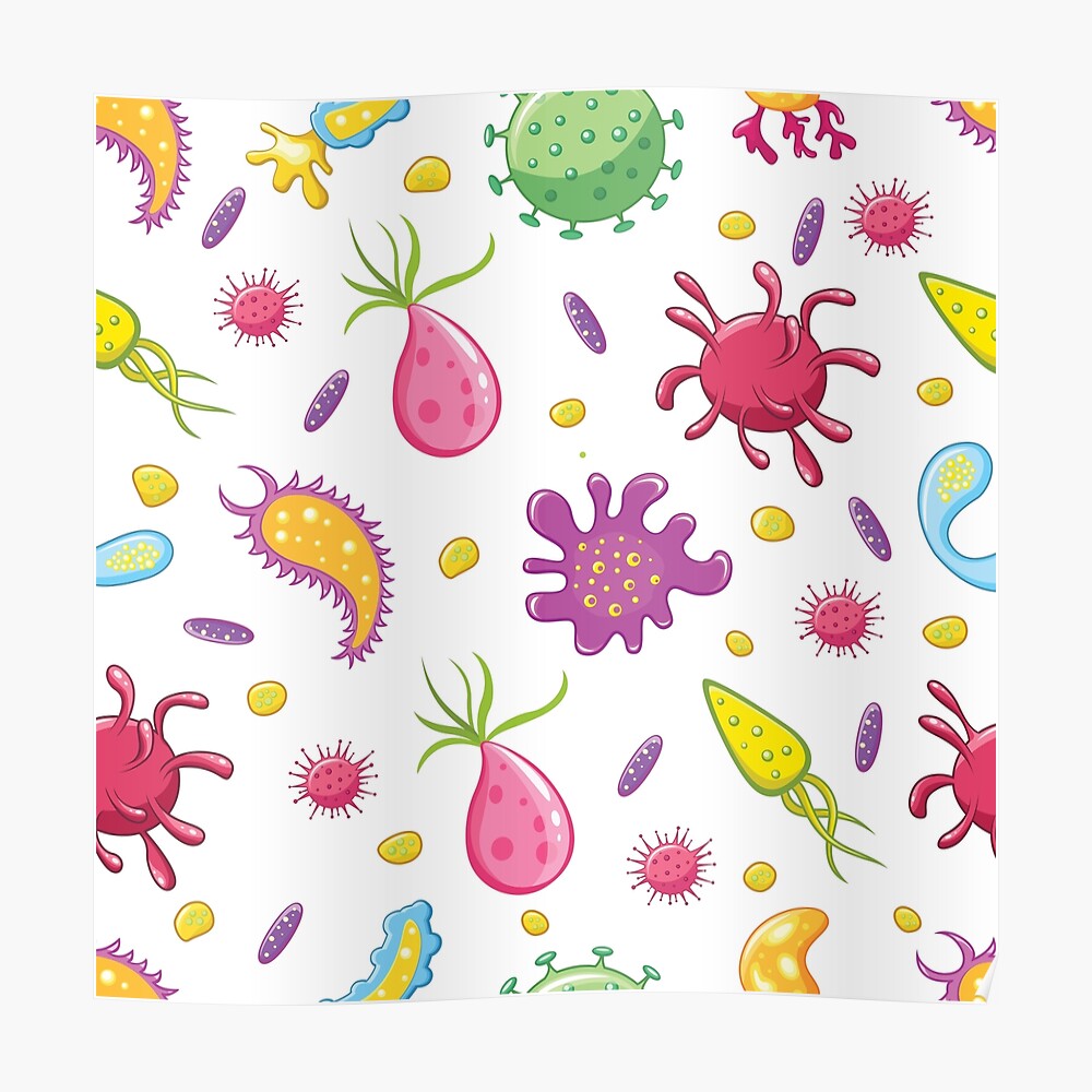 Mascarilla Dibujos Animados De Microbios Y Germenes En Blanco De Sandityche Redbubble