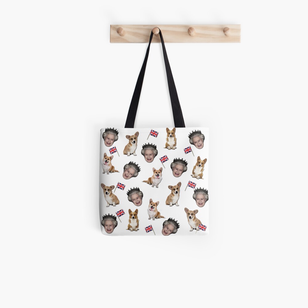 Queen Elizabeth and corgis pattern Tote Bag