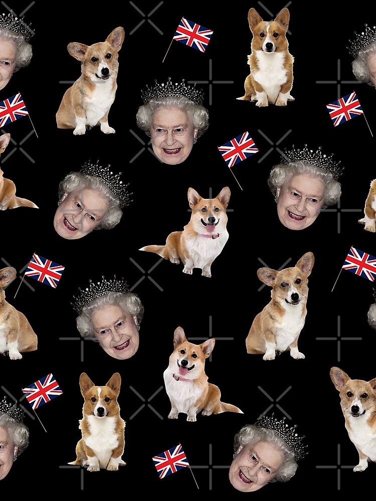 Queen Elizabeth and corgis pattern by ValentinaHramov
