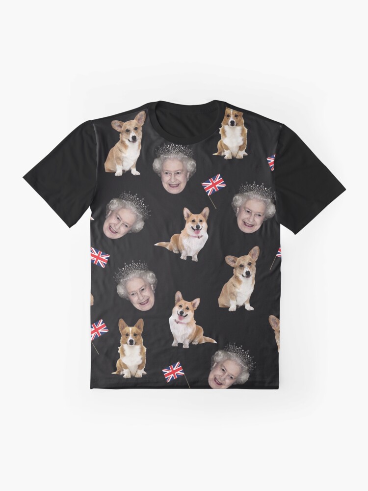 Alternate view of Queen Elizabeth and corgis pattern Graphic T-Shirt