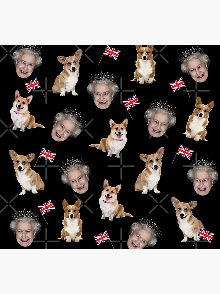 Queen Elizabeth and corgis pattern by ValentinaHramov