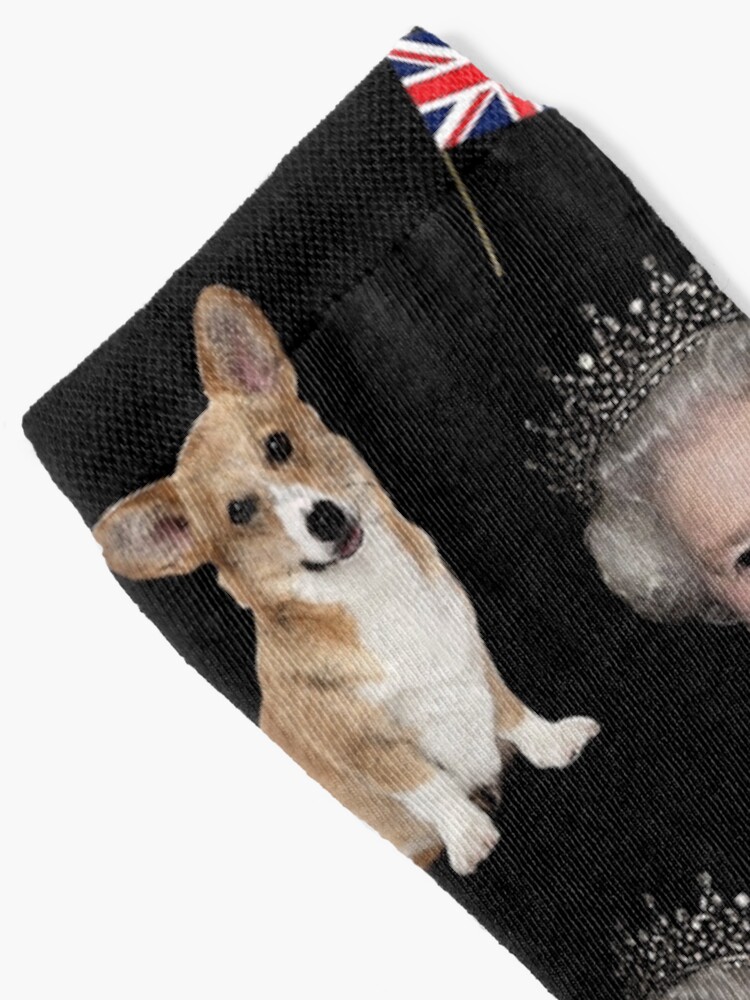 Alternate view of Queen Elizabeth and corgis pattern Socks