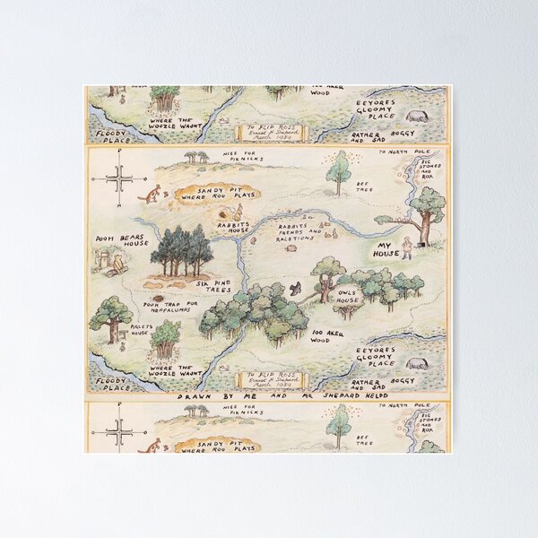 Artikel-Vorschau von Hundred Acre Wood Map, designt und verkauft von Rainbows Galore.