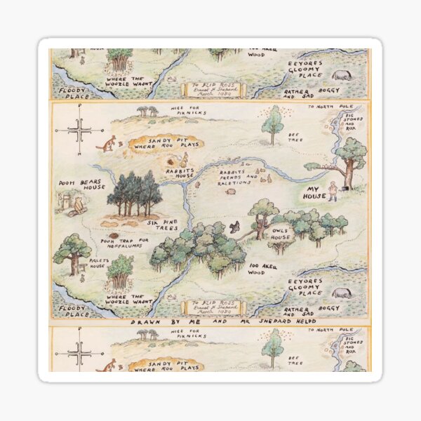 Item preview, Hundred Acre Wood Map designed and sold by Rainbows Galore.