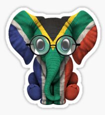 Baby Elephant with Glasses and South African Flag Sticker