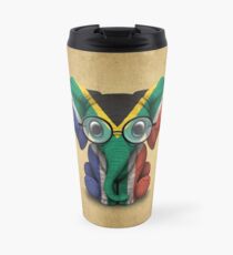 Baby Elephant with Glasses and South African Flag Travel Mug