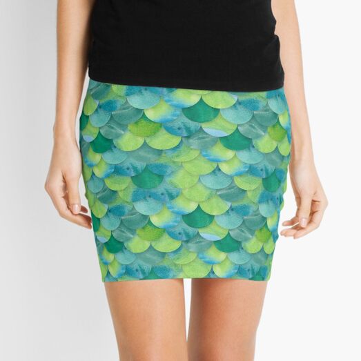 Green Mermaid Scales Mini Skirt