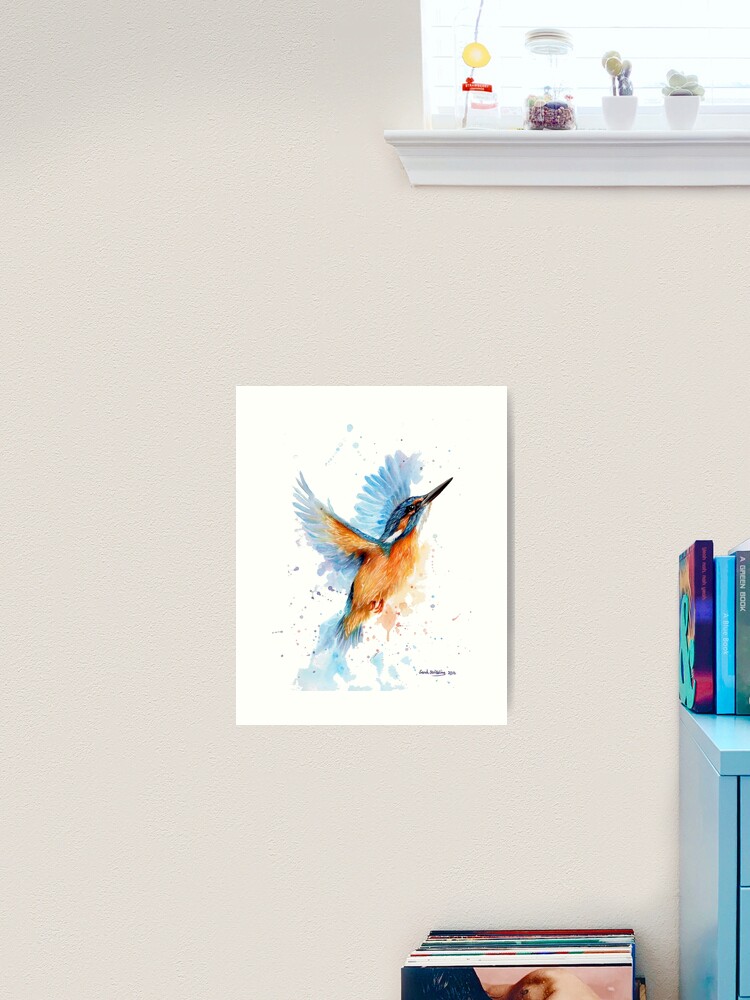 Thumbnail 2 of 3, Art Print, Kingfisher watercolour designed and sold by sarahstribb.