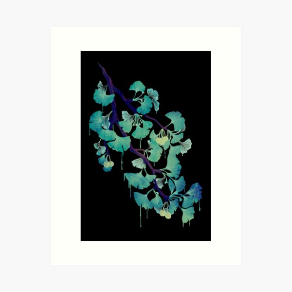 O Ginkgo (on Black) Art Print