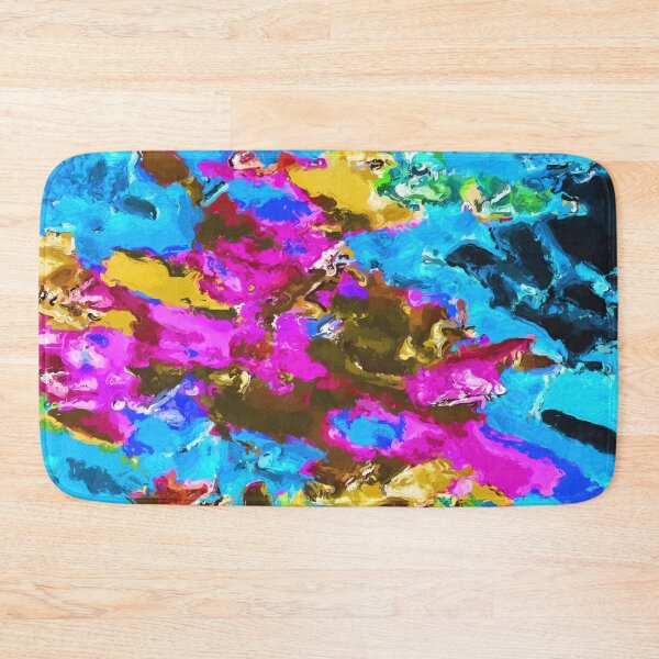 Item preview, psychedelic splash painting abstract texture in blue pink yellow brown green designed and sold by Mrvell.