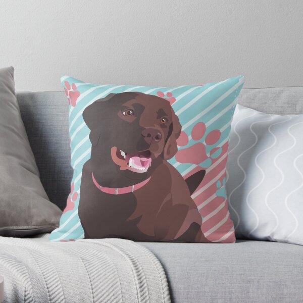 Daddy's Girl, Vector Chocolate Lab Art Throw Pillow