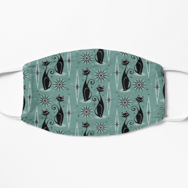 Mid Century Cats and Clocks III Flat Mask