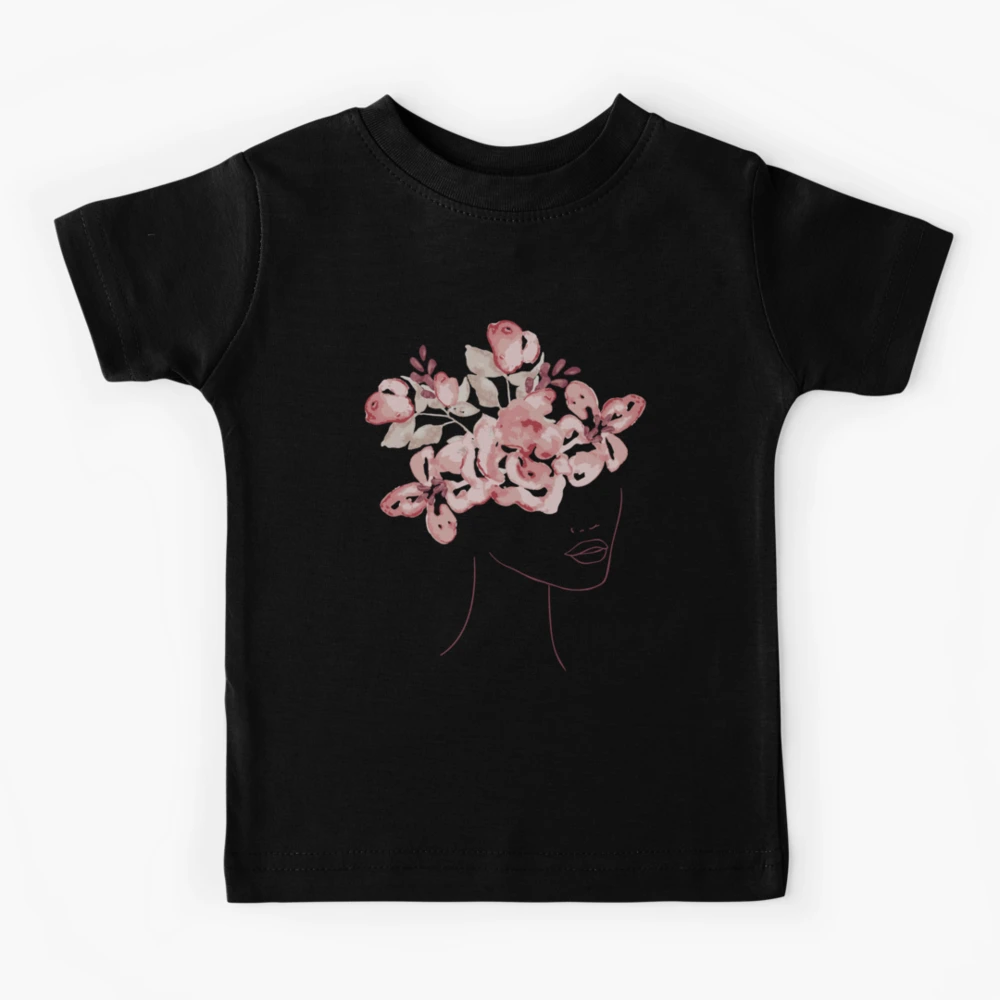 Minimal Line Art Drawing Woman With Roses Flowers I