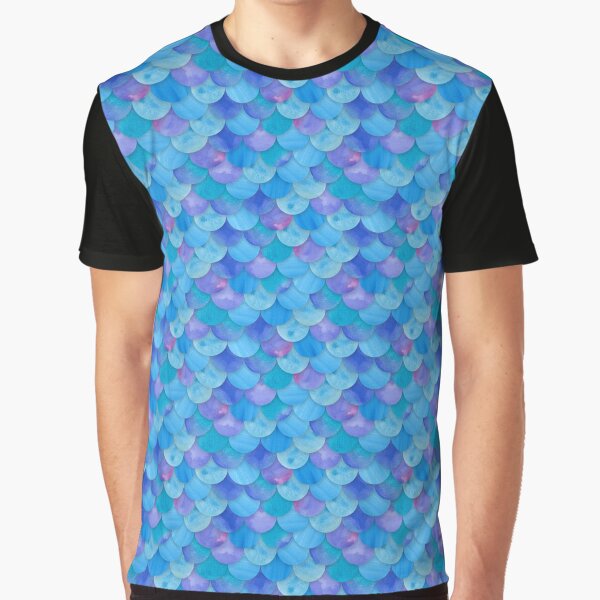 Mermaid Scales Blue Graphic T-Shirt