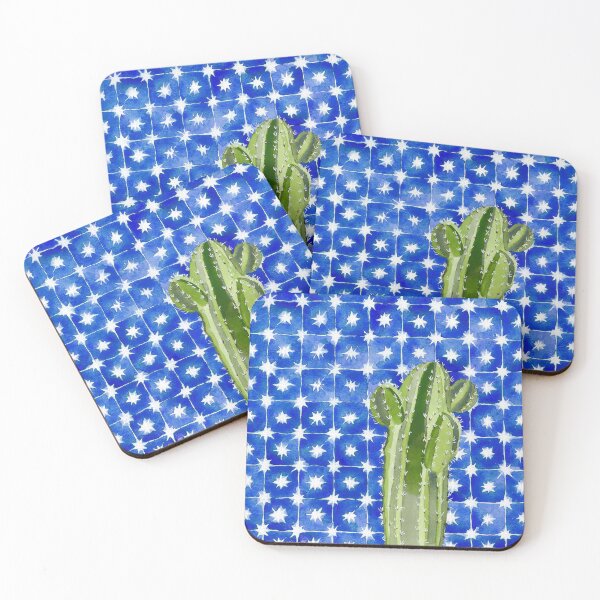 Item preview, Blue Tile and Cactus designed and sold by jenbucheli.