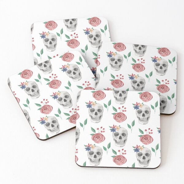 Artikelvorschau, Hübsche gotische Schädel & Blumen Rosen Boho Aquarell | Hübsche Gesichtsmasken Staubmasken entworfen und verkauft von rdorsey8.