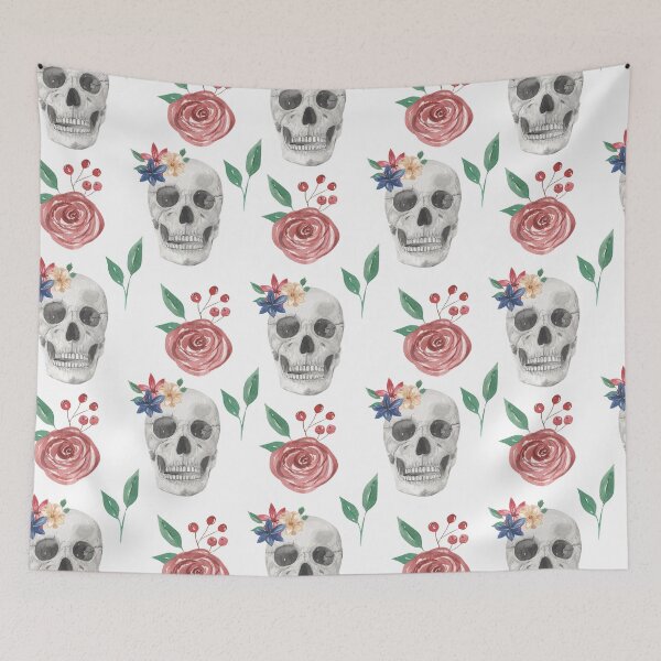 Item preview, Pretty Gothic Skulls & Flowers Roses Boho Watercolor | Pretty Face Masks Dust Masks  designed and sold by rdorsey8.