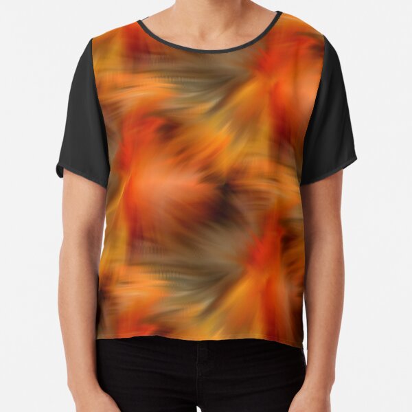 Abstract Orange Brown Yellow Colors Chiffon Top