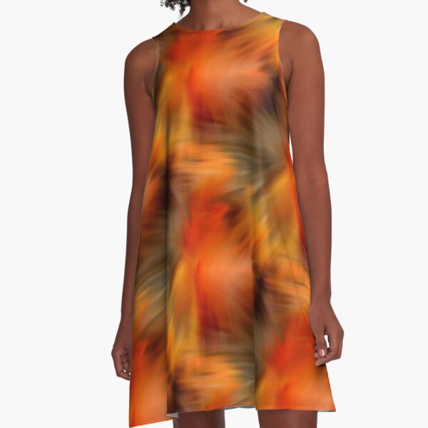 Abstract Orange Brown Yellow Colors A-Line Dress