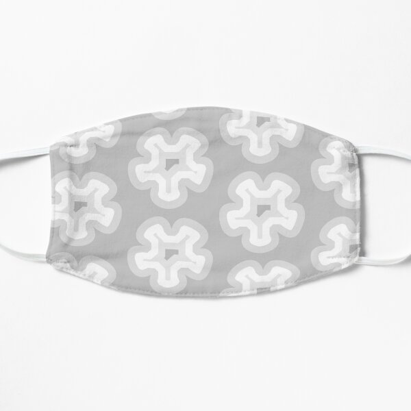 Grey and white Retro Flower | Pattern Flat Mask