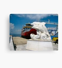The Thassos Island ferry.With new statue. Leinwanddruck